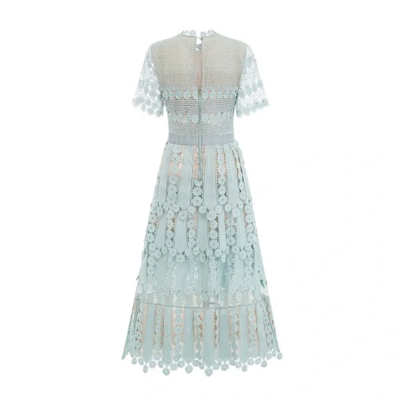 Elegant Lace Maxi Dress in Soft Icy Mint Color - Picture 9 of 15